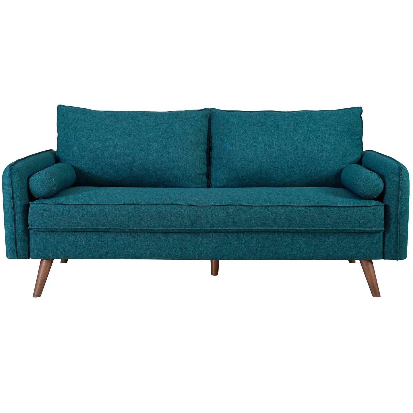 Revine Upholstered Fabric Sofa in Teal - Euro Living Furniture